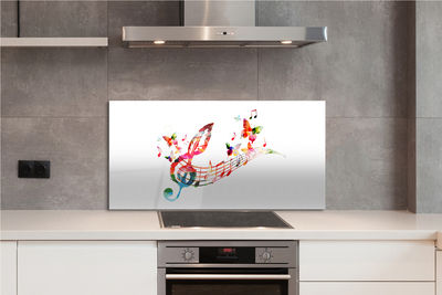 Painel de vidro Notas coloridas de borboletas