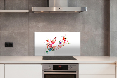 Painel de vidro Notas coloridas de borboletas