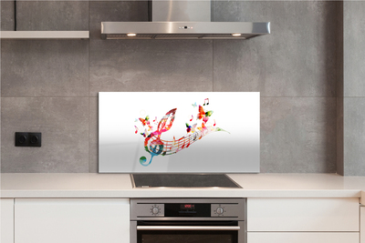 Painel de vidro Notas coloridas de borboletas