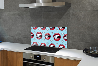 Painel de vidro Lábios de diamantes