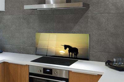 Painel de vidro Campo Pôr do Sol Unicórnio