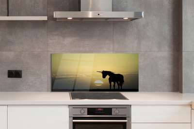 Painel de vidro Campo Pôr do Sol Unicórnio