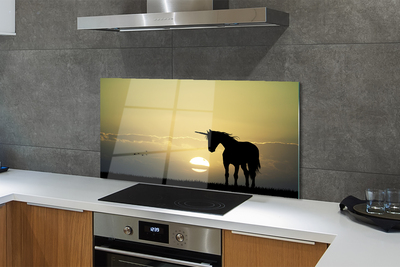 Painel de vidro Campo Pôr do Sol Unicórnio