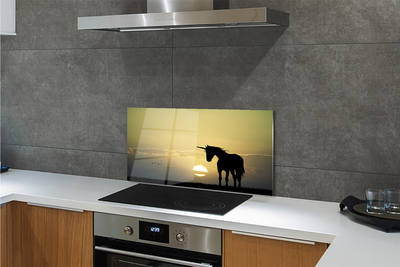 Painel de vidro Campo Pôr do Sol Unicórnio