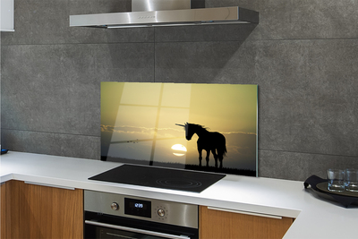Painel de vidro Campo Pôr do Sol Unicórnio