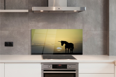 Painel de vidro Campo Pôr do Sol Unicórnio