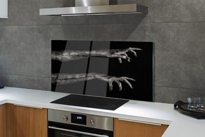 Painel de vidro Fundo preto mãos sujas