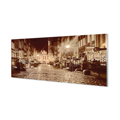 Painel de vidro Cidade Velha de Gdansk à noite