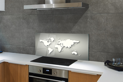 Painel de vidro Mapa branco com fundo cinza