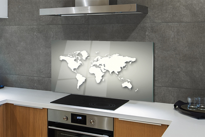 Painel de vidro Mapa branco com fundo cinza