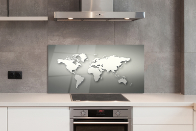 Painel de vidro Mapa branco com fundo cinza