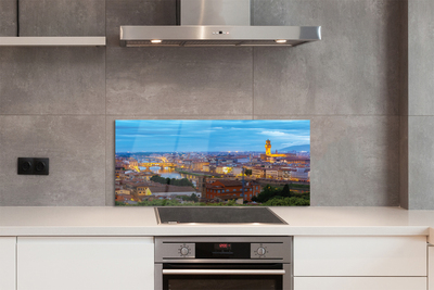 Painel de vidro Panorama do pôr do sol na Itália