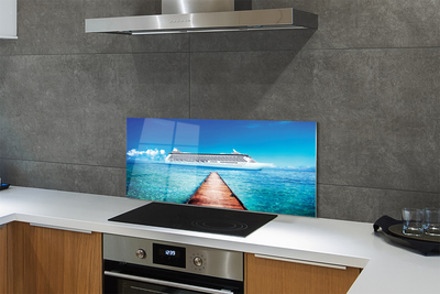 Painel de vidro Navio mar céu verão