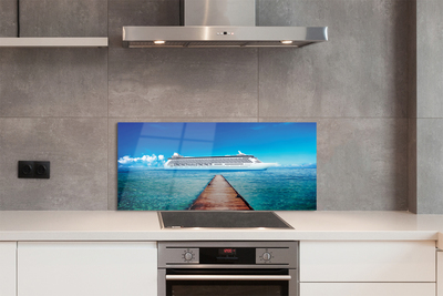 Painel de vidro Navio mar céu verão