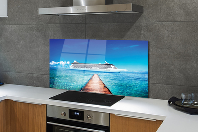 Painel de vidro Navio mar céu verão