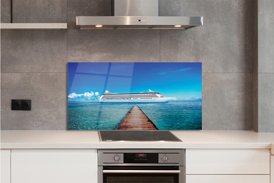 Painel de vidro Navio mar céu verão