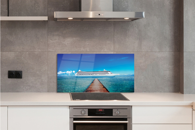 Painel de vidro Navio mar céu verão