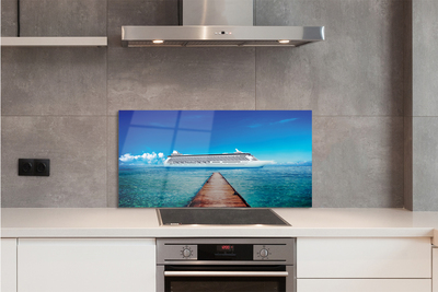 Painel de vidro Navio mar céu verão