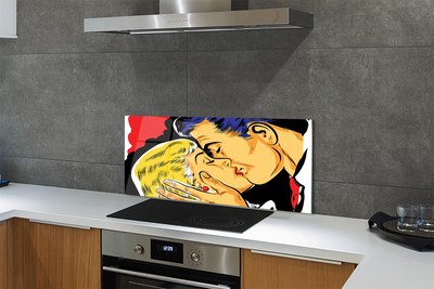 Painel de vidro As pessoas se beijam