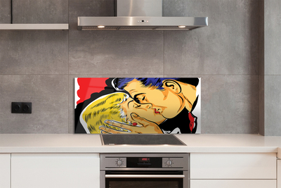 Painel de vidro As pessoas se beijam