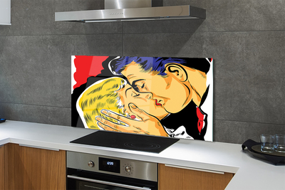 Painel de vidro As pessoas se beijam