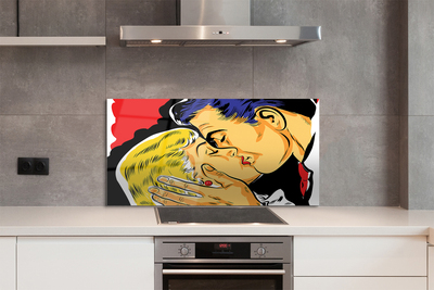 Painel de vidro As pessoas se beijam
