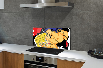 Painel de vidro As pessoas se beijam