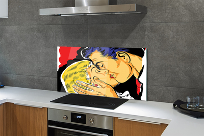 Painel de vidro As pessoas se beijam