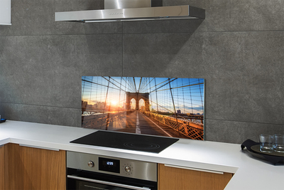 Painel de vidro Ponte nascer do sol arranha-céus