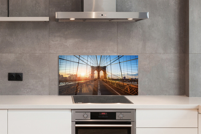 Painel de vidro Ponte nascer do sol arranha-céus