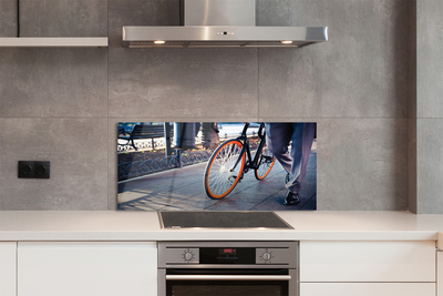 Painel de vidro Cidade das pernas de bicicleta