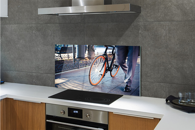 Painel de vidro Cidade das pernas de bicicleta