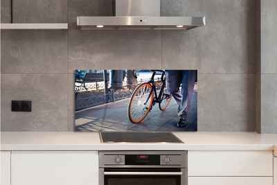 Painel de vidro Cidade das pernas de bicicleta