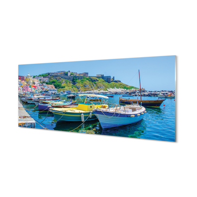 Painel de vidro Montanhas, mar, navios