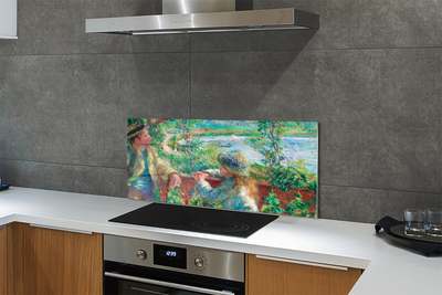 Painel de vidro Encontro de arte perto do lago