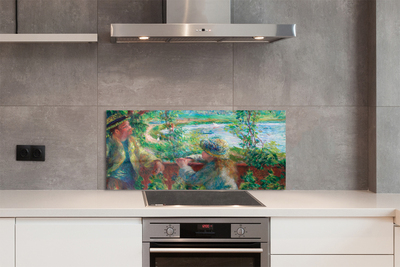 Painel de vidro Encontro de arte perto do lago