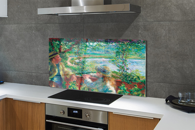 Painel de vidro Encontro de arte perto do lago