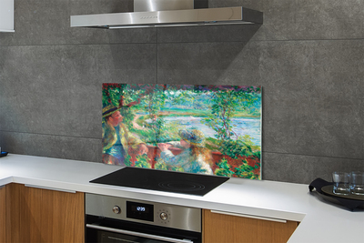 Painel de vidro Encontro de arte perto do lago