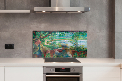 Painel de vidro Encontro de arte perto do lago