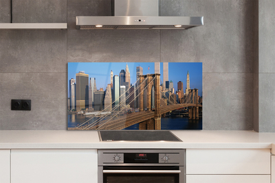 Painel de vidro Ponte, arranha-céus, rio