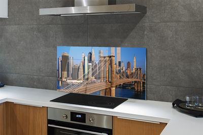 Painel de vidro Ponte, arranha-céus, rio