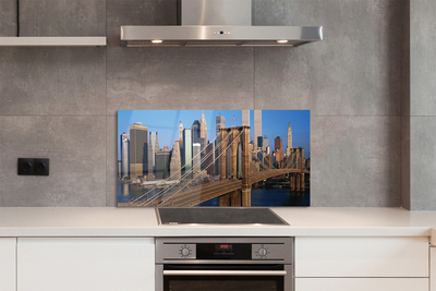 Painel de vidro Ponte, arranha-céus, rio