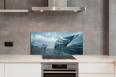 Painel de vidro Navio de tempestade céu mar