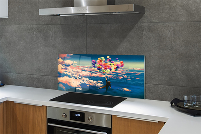 Painel de vidro Céu nuvens balões