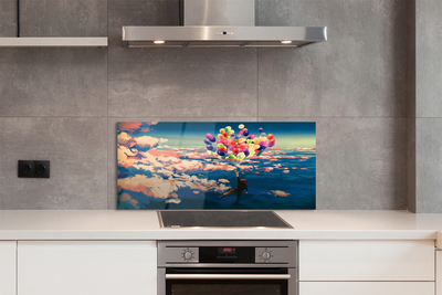 Painel de vidro Céu nuvens balões