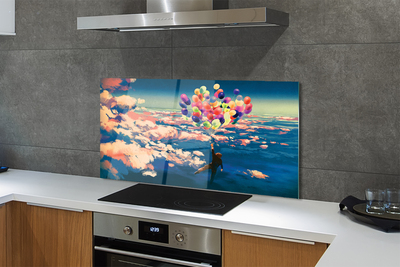 Painel de vidro Céu nuvens balões