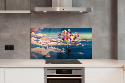Painel de vidro Céu nuvens balões