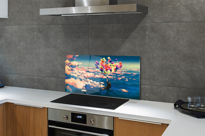 Painel de vidro Céu nuvens balões