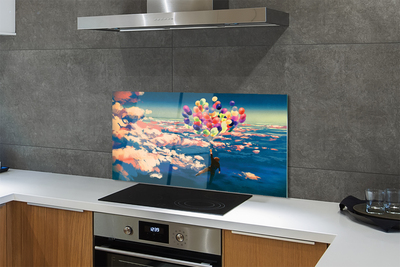 Painel de vidro Céu nuvens balões