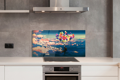 Painel de vidro Céu nuvens balões